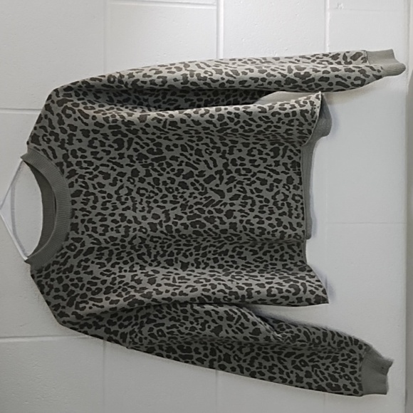 Leopard Print Green Sweatshirt Over sized Boxy - Picture 9 of 9